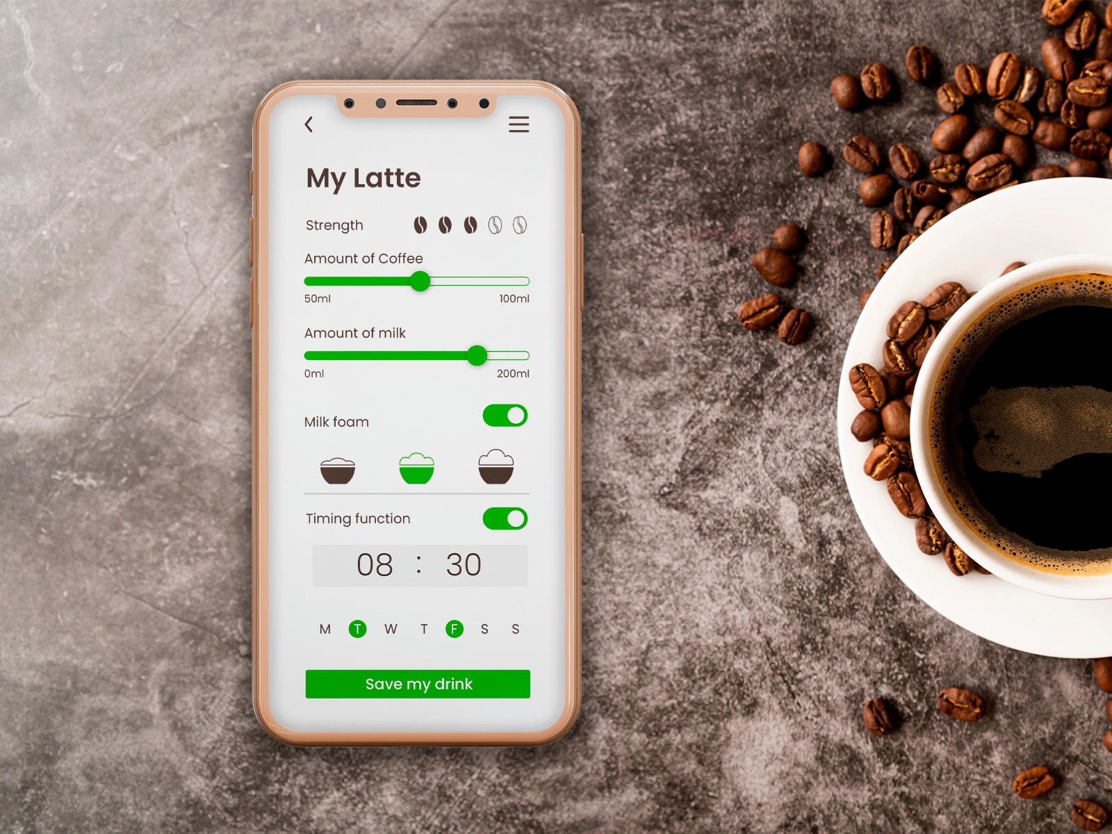 Calculator design for coffeemaker app